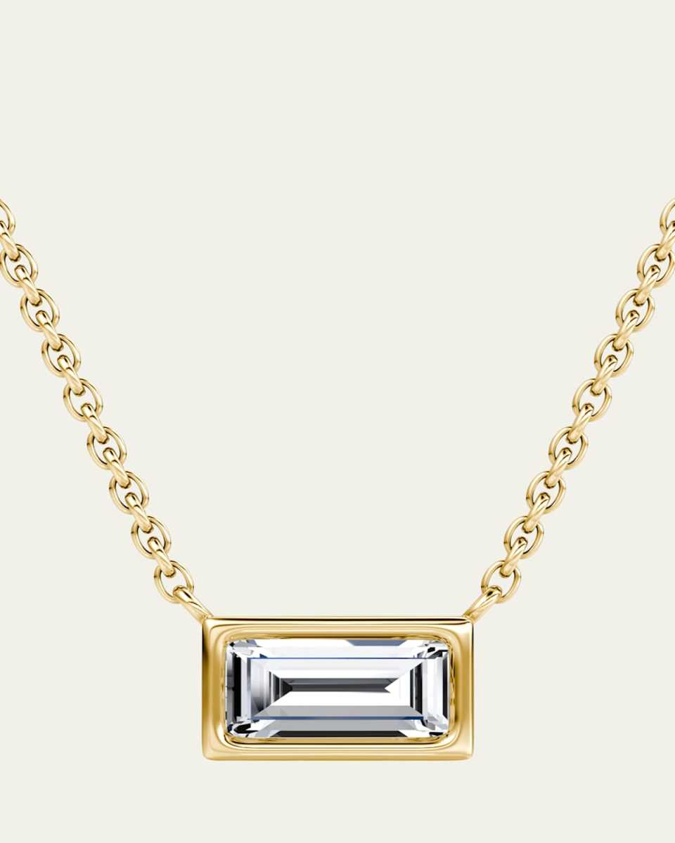 14K Yellow Gold Bezel Lab Grown Diamond Necklace, 18"L, 0.5tcw